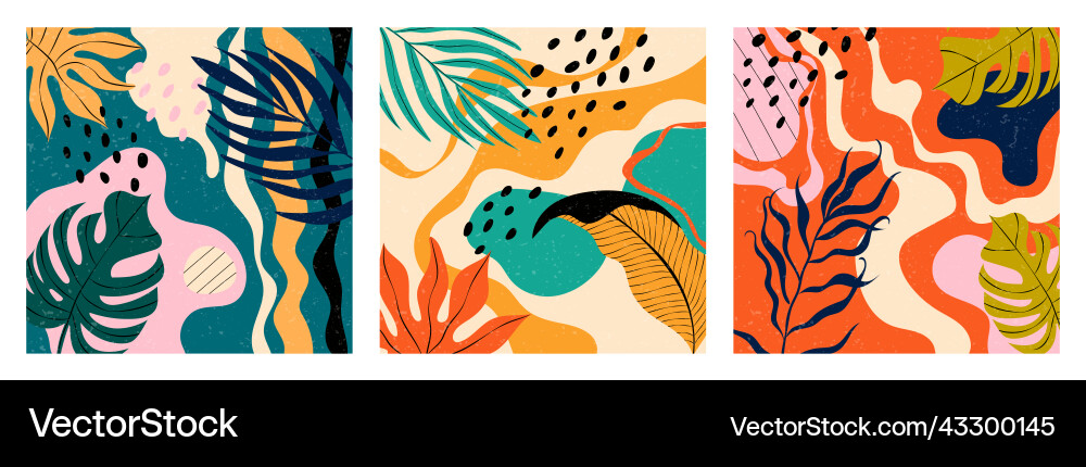 Set of three hand drawn seamless patterns Vector Image