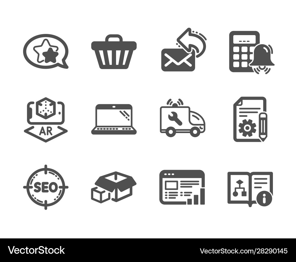 Set technology icons such as documentation Set technology icons such as documentation vector image