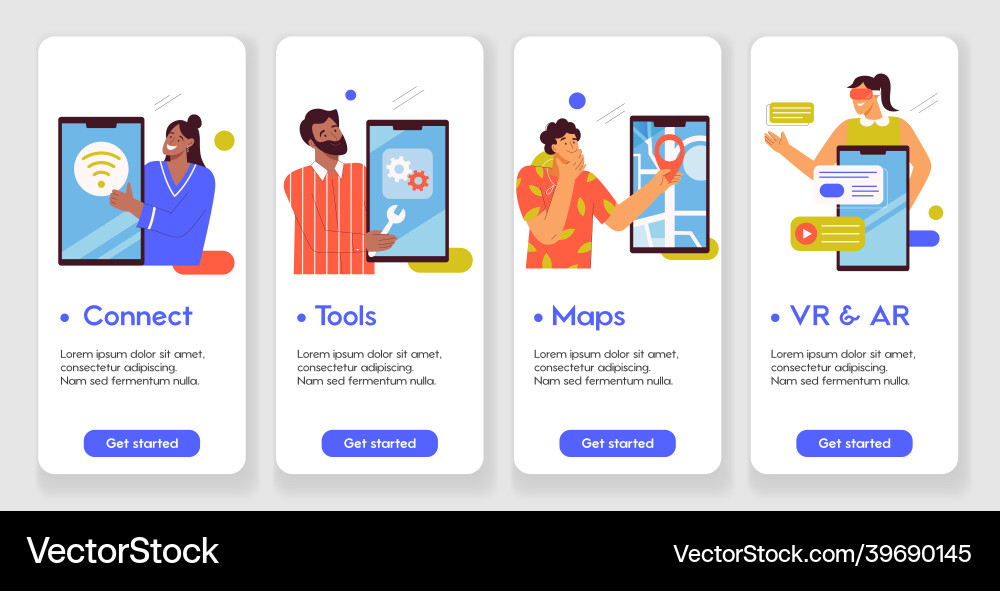 Template design for mobile app pages Template design for mobile app pages vector image