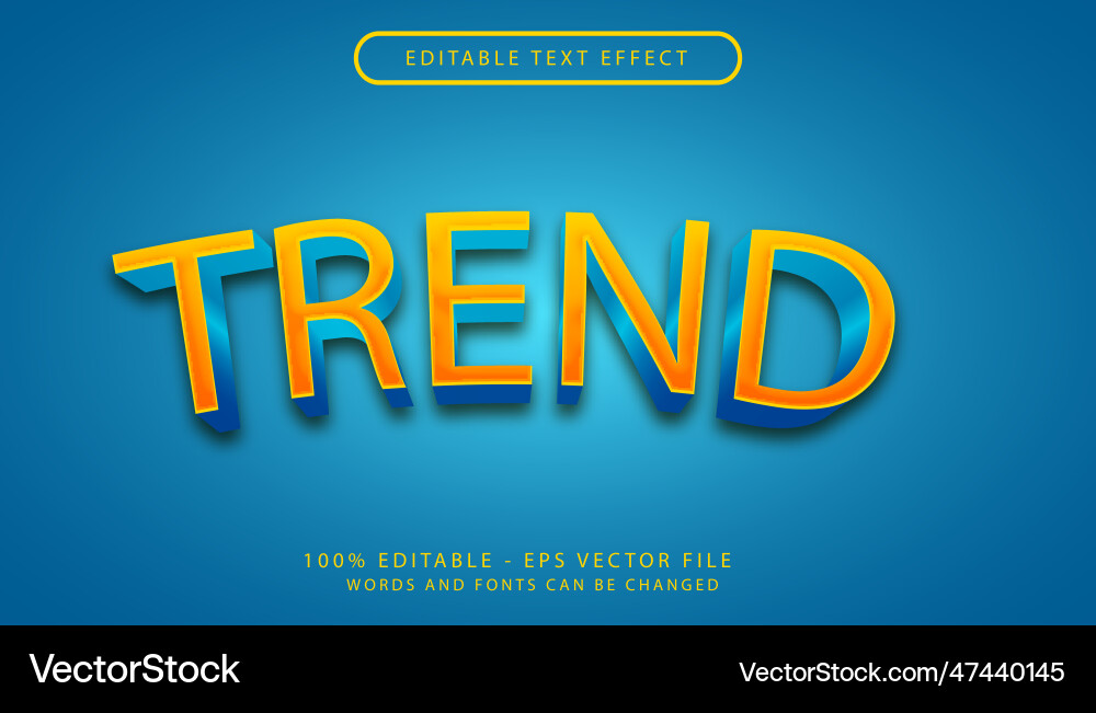 Trend 3d text effect and editable vector image