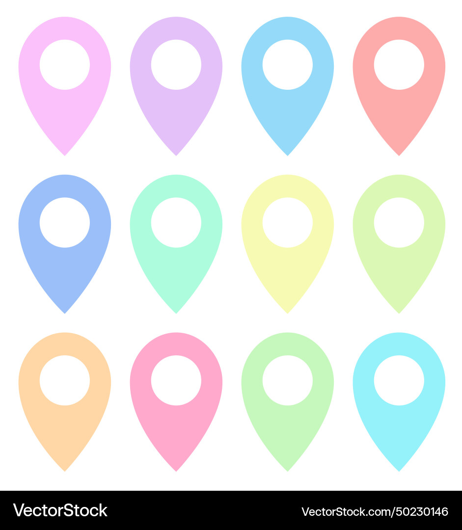 A set of location objects shows A set of location objects shows vector image