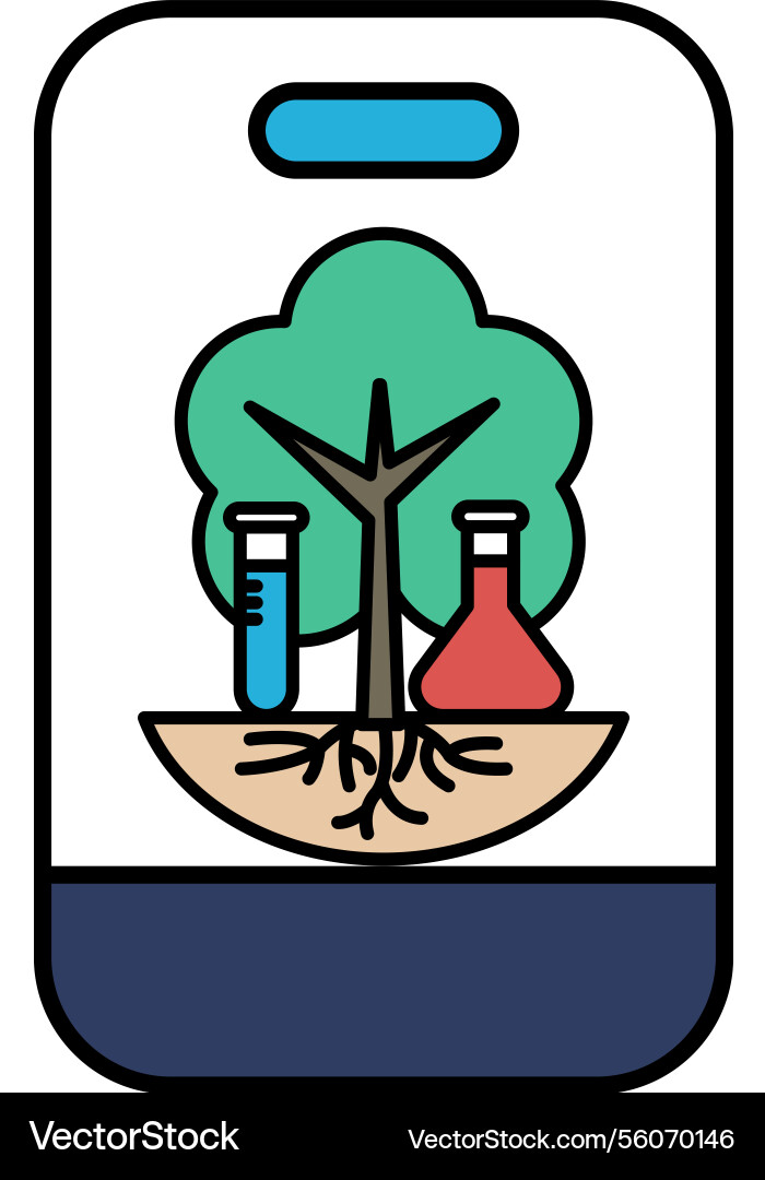 A tree with lab bench and two beakers Vector Image
