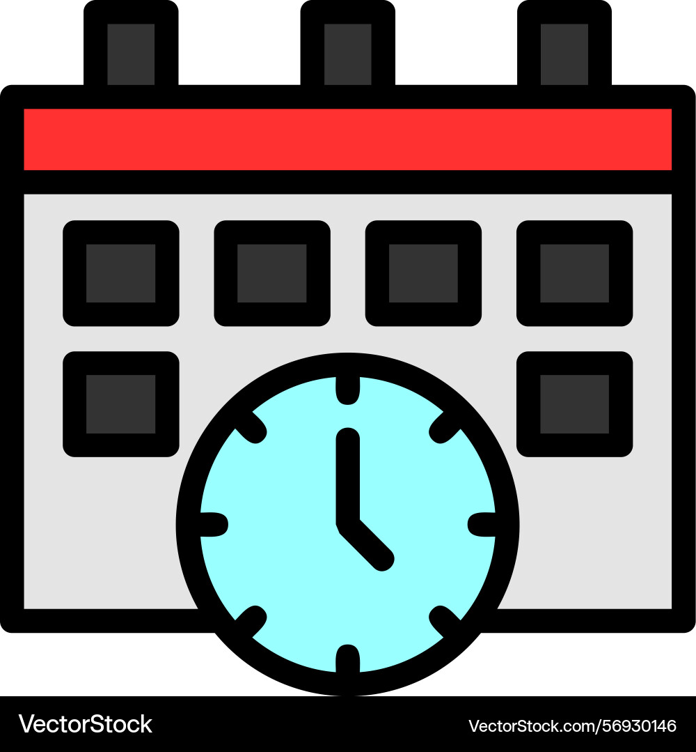 Calendar and clock line filled style icon design Vector Image