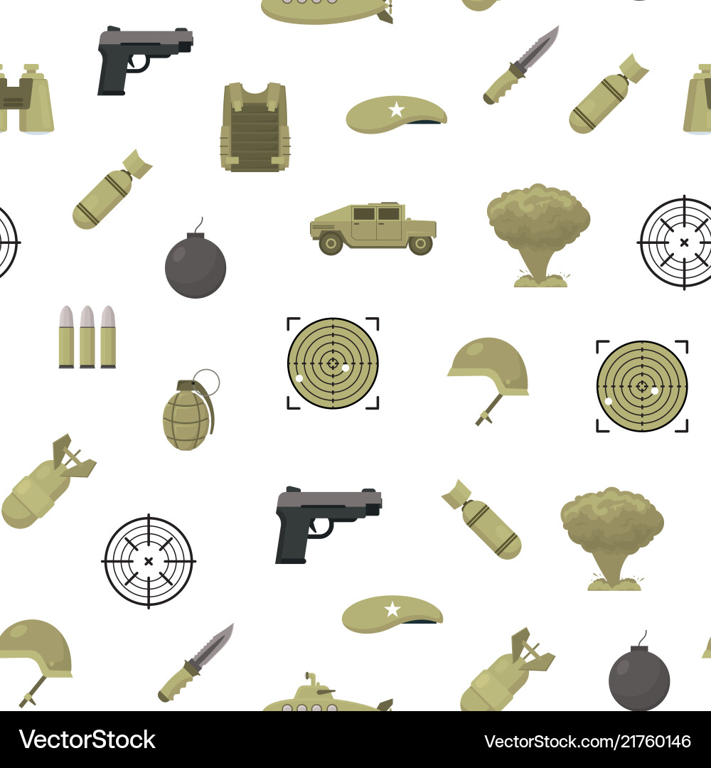 Cartoon color army weapons seamless pattern Vector Image