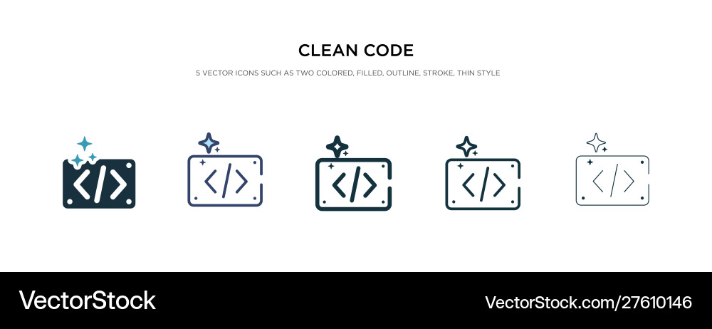 Clean code icon in different style two colored Clean code icon in different style two colored vector image