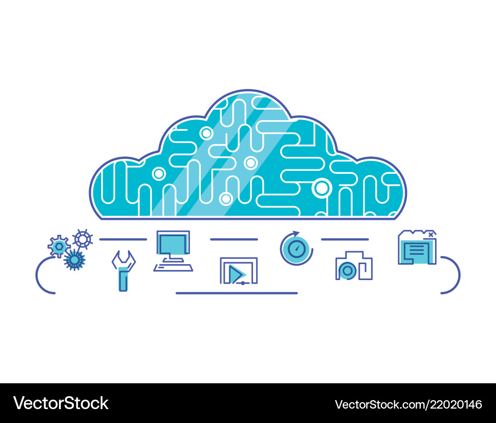 Cloud computing network set icons Cloud computing network set icons vector image