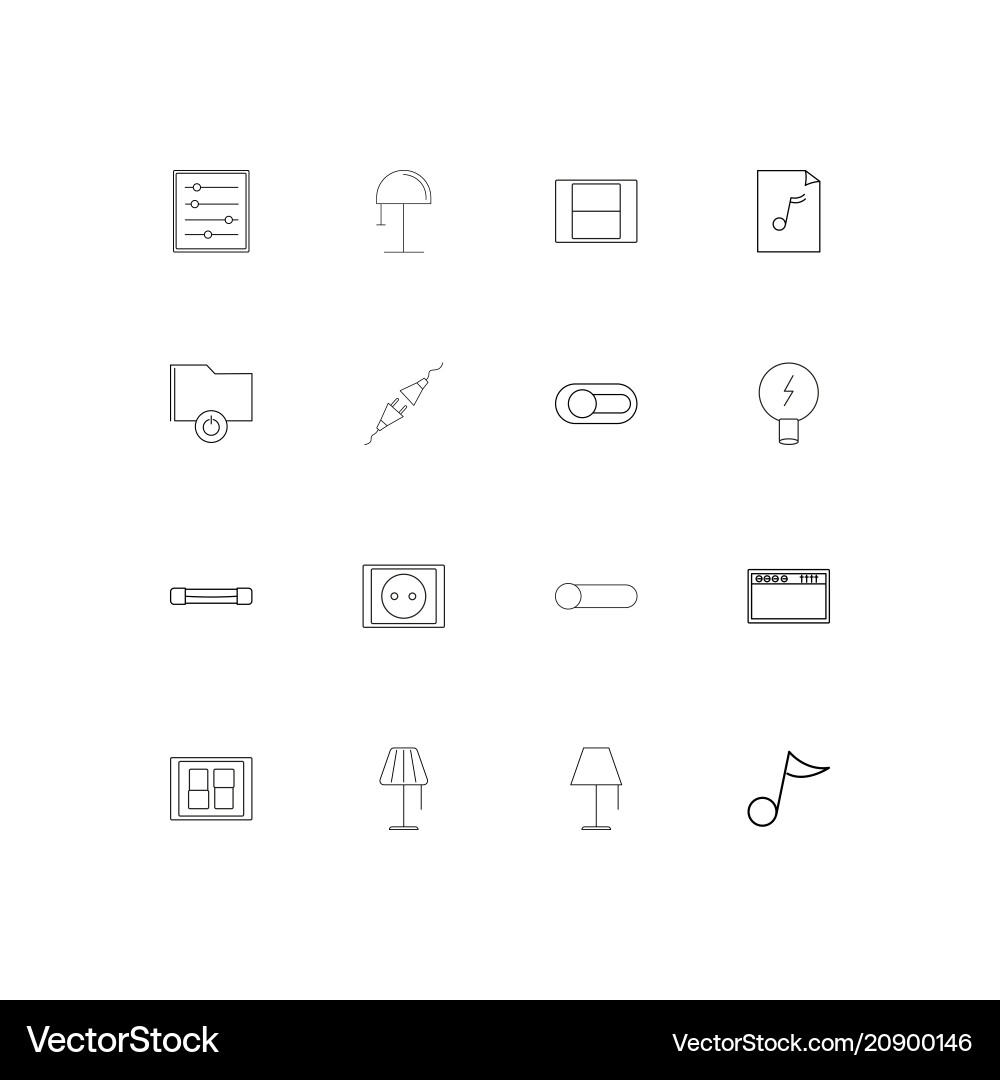 Electrical linear thin icons set outlined simple vector image