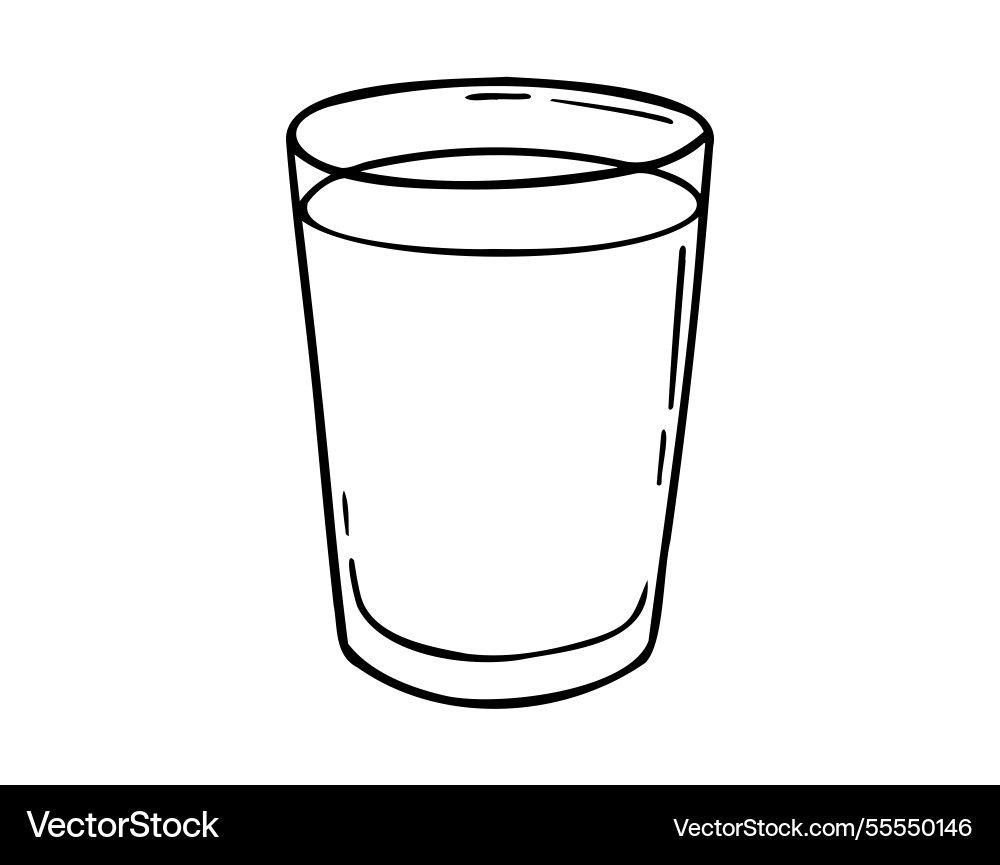 Glass of water doodle hand drawn icon outline Glass of water doodle hand drawn icon outline vector image