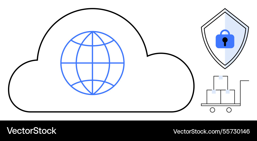 Global distribution in secure cloud Global distribution in secure cloud vector image