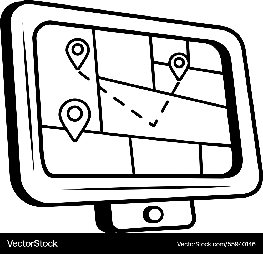 Gps navigation system icon in drawing style vector image