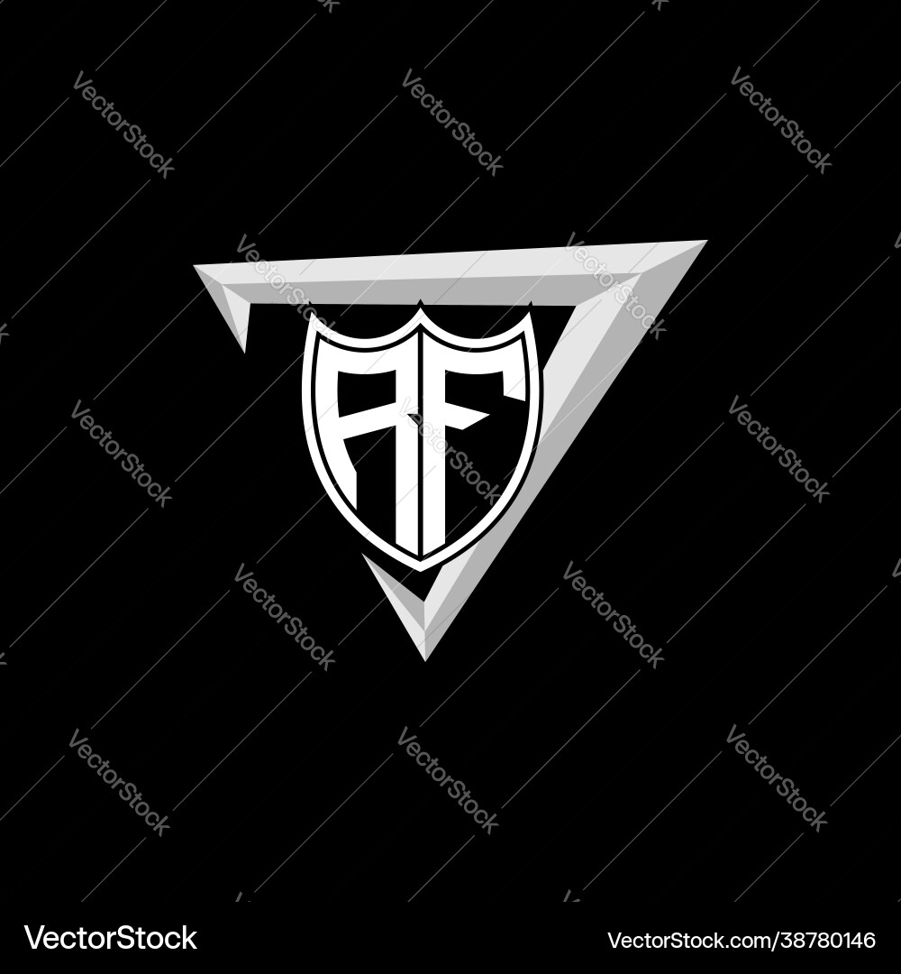 Initial letter r f shield shape with triangular Initial letter r f shield shape with triangular Vector Image