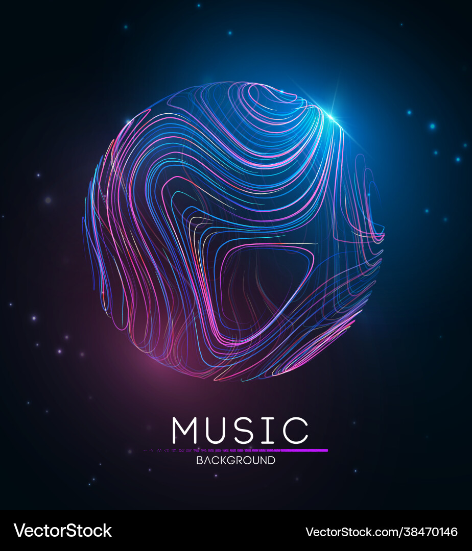 Music background line flow particle big Vector Image