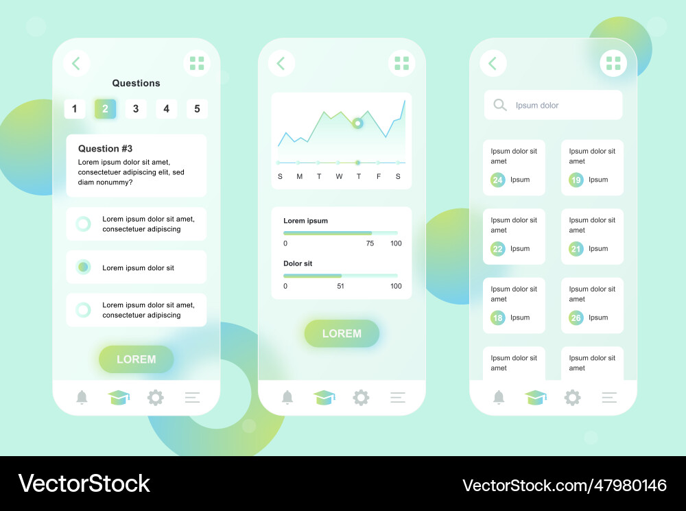 Online learning neumorphic elements kit Vector Image