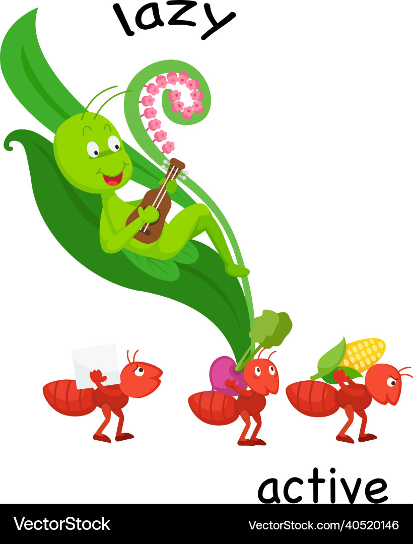 Opposite lazy and active Opposite lazy and active vector image