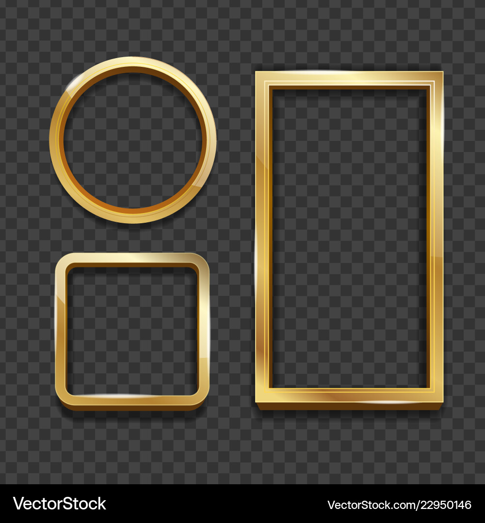 Realistic 3d detailed golden frame set