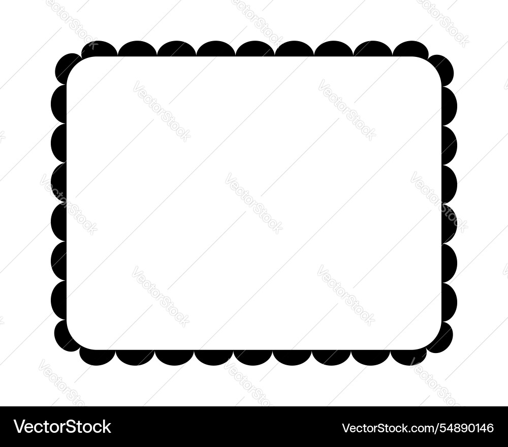 Rectangle frame with scalloped borders vignette Vector Image