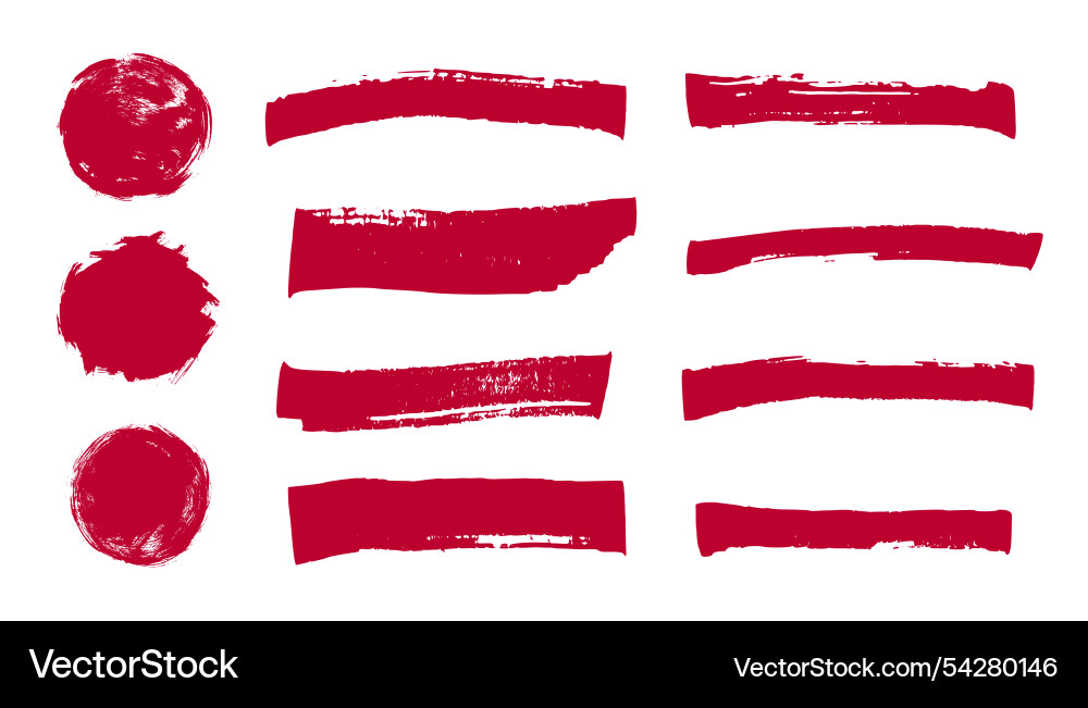 Red brush strokes set grunge blobs japanese Red brush strokes set grunge blobs japanese vector image
