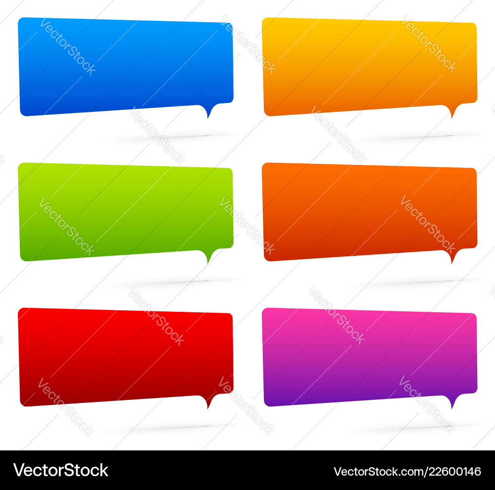 Set colorful rectangular speech bubbles Set colorful rectangular speech bubbles vector image
