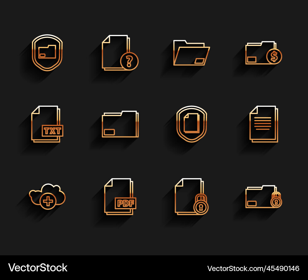 Set line add cloud pdf file document Set line add cloud pdf file document vector image