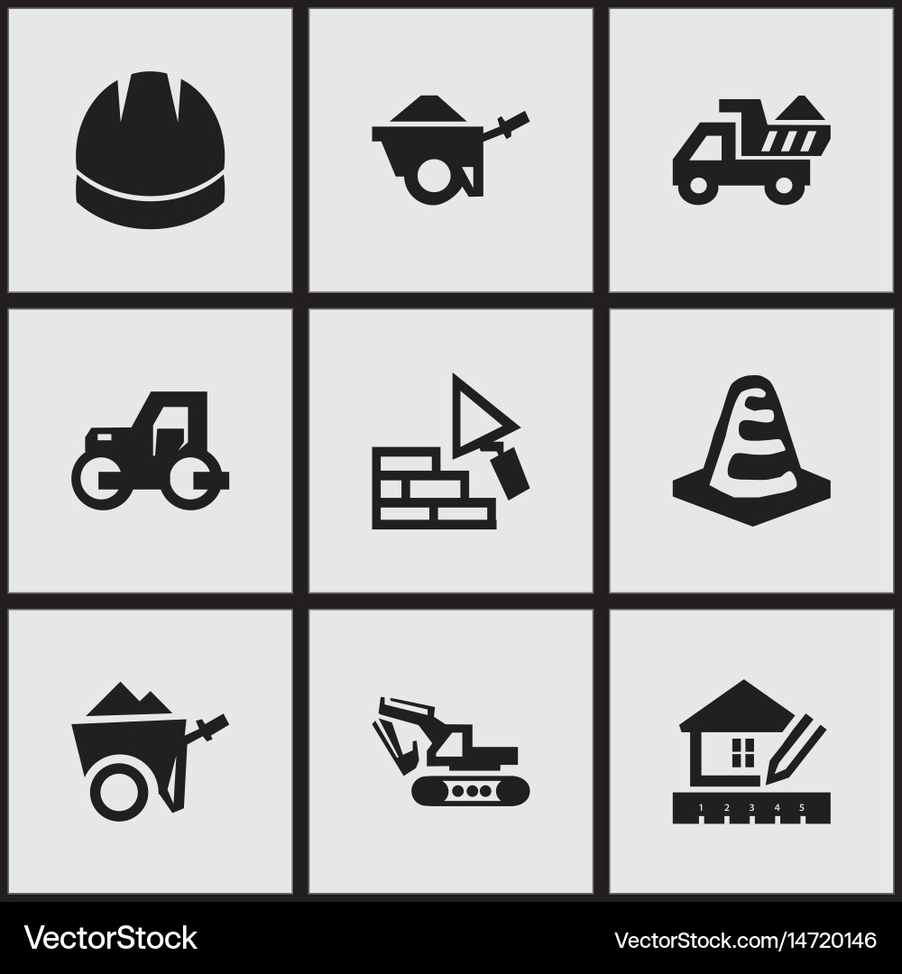 Set of 9 editable building icons includes symbols vector image