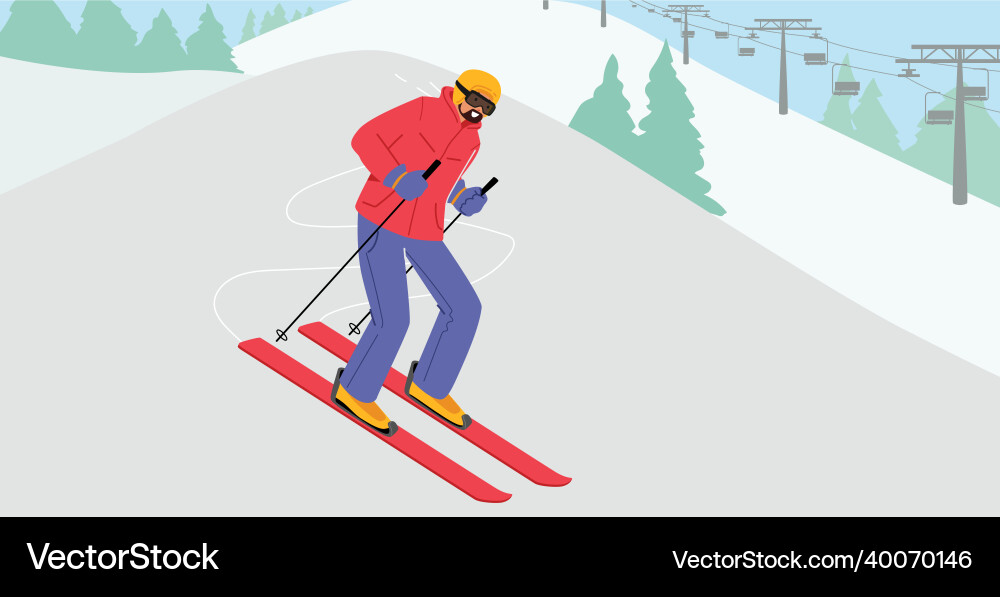 Skier riding downhills at winter season athlete Skier riding downhills at winter season athlete vector image