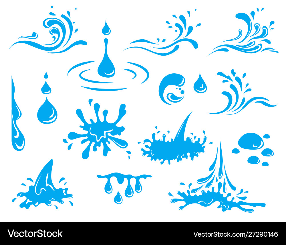 Water Drop Icons - Blue Waves & Splashes Vector Image