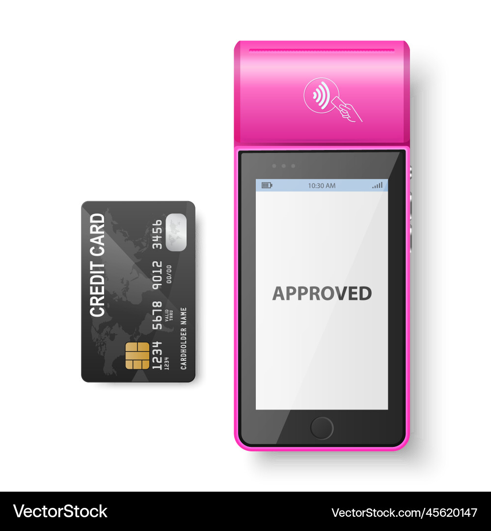 3d red nfc payment machine with approved 3d red nfc payment machine with approved vector image