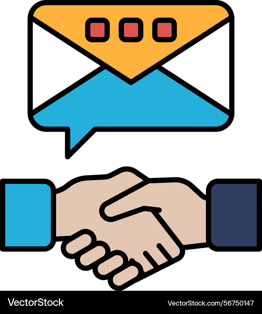 A hand shaking another with large envelope Vector Image