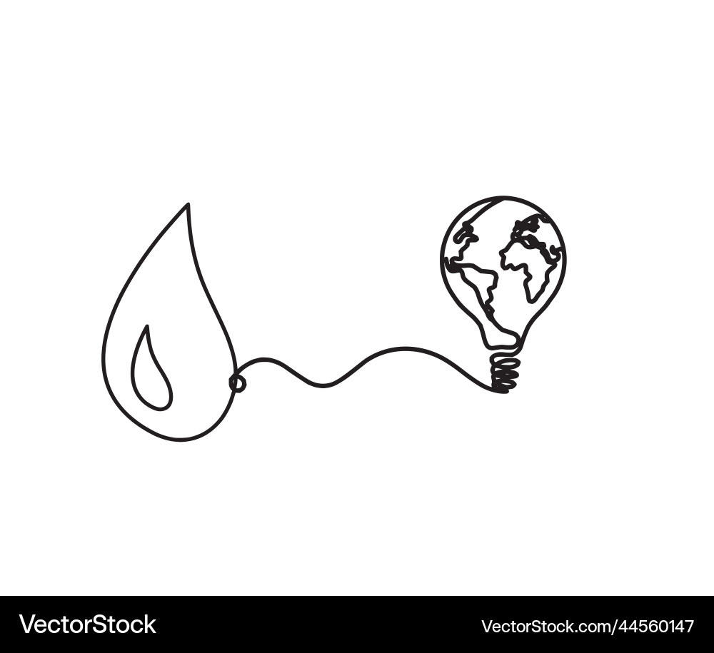 Abstract drop with light bulb as line drawing vector image