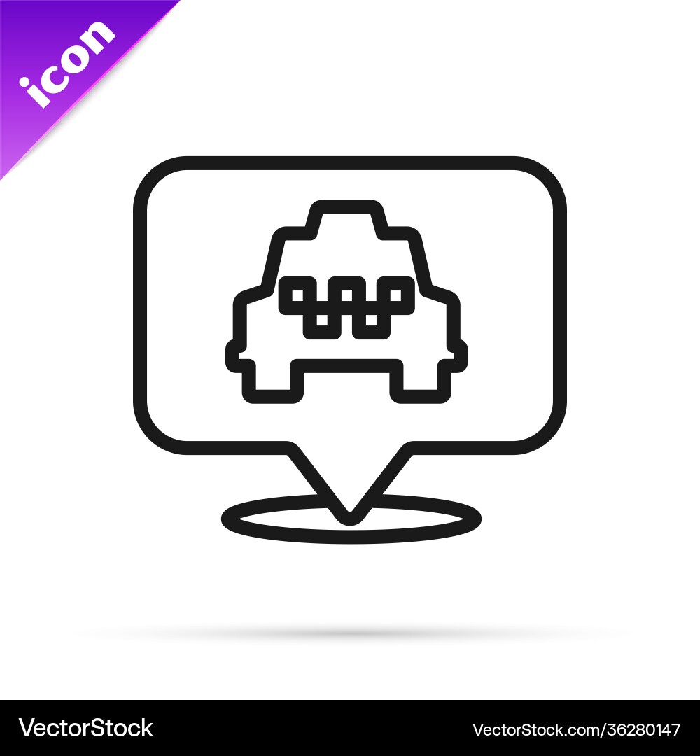 Black line map pointer with taxi icon isolated Black line map pointer with taxi icon isolated vector image