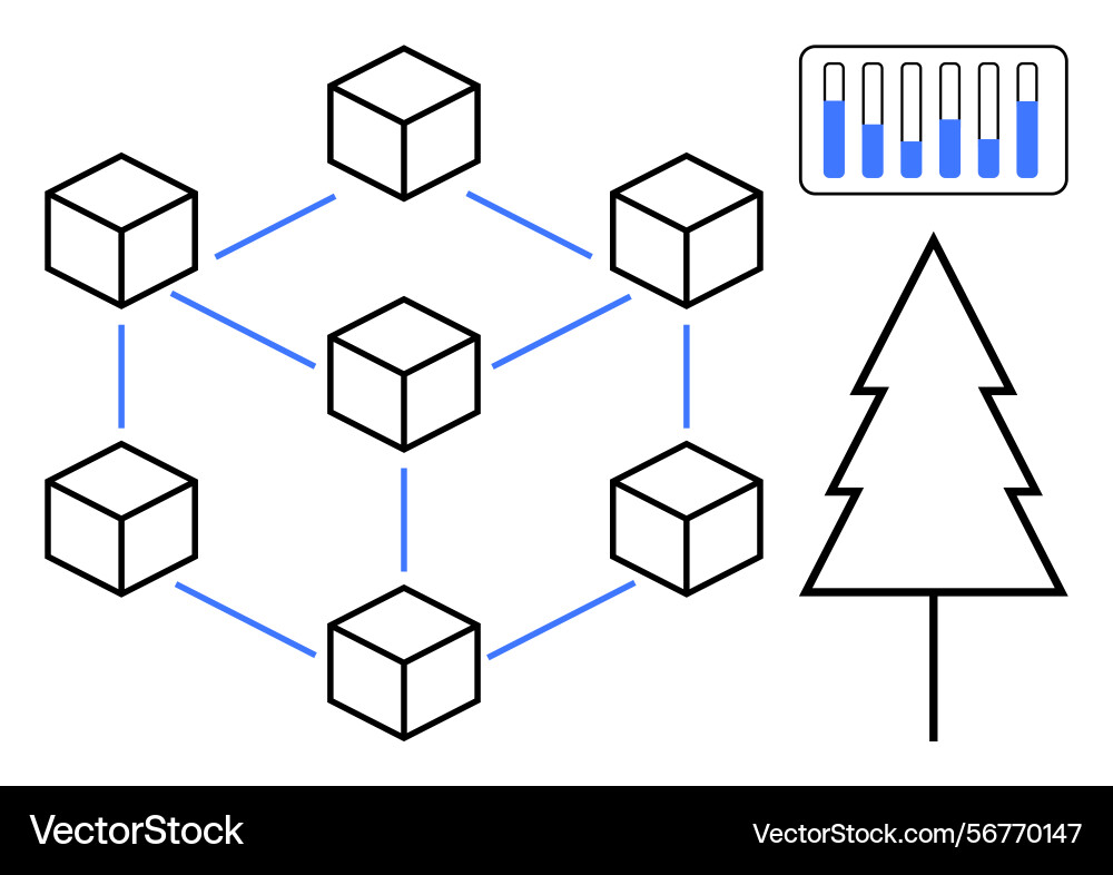 Blockchain network with sustainable environment vector image