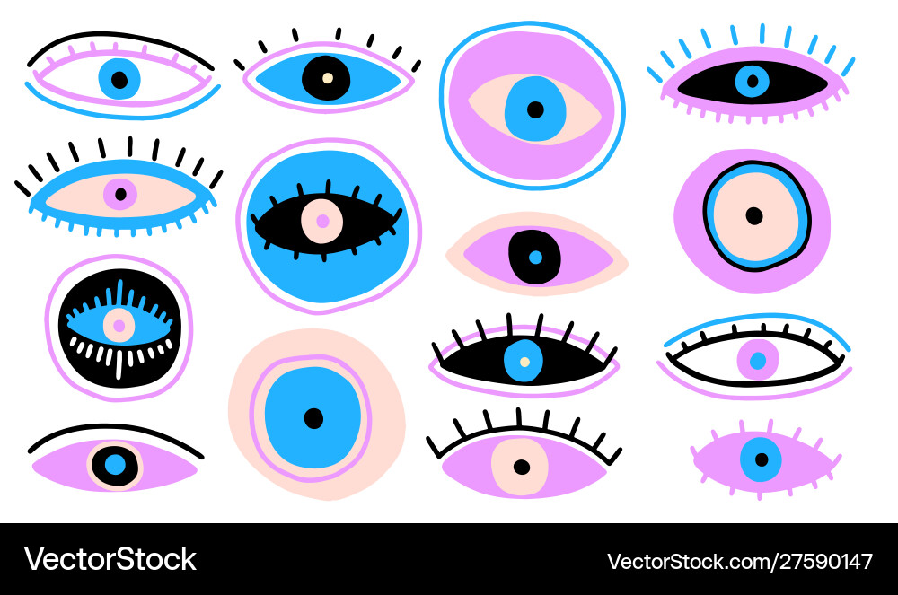 Böse sehen Augensymbol naive set okkult mystic Böse sehen Augensymbol naive set okkult mystic vektorbild