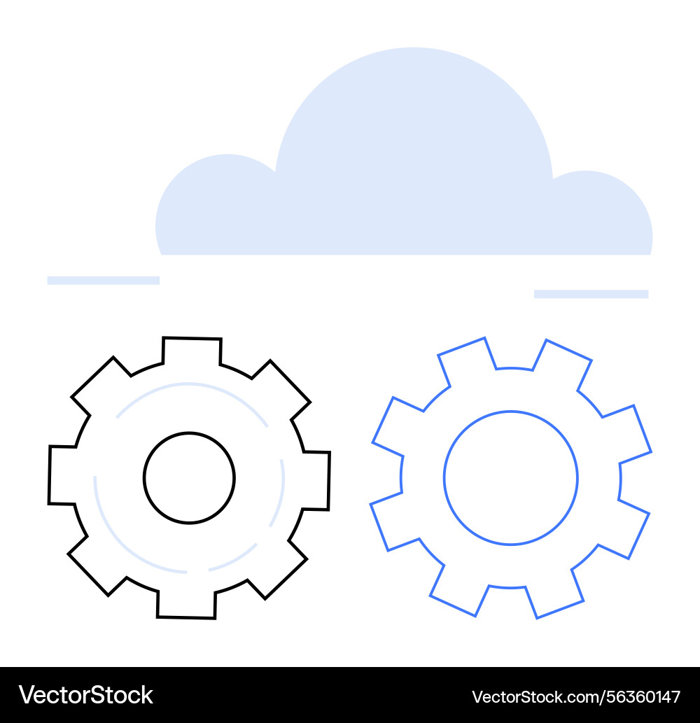 Cloud technology with two interconnected gears Cloud technology with two interconnected gears vector image
