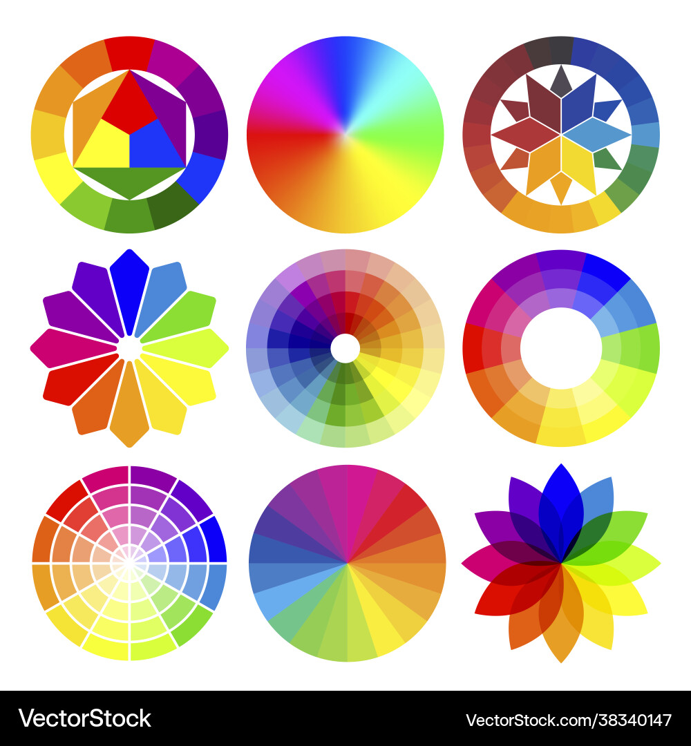 Collection color wheel different shapes Collection color wheel different shapes vector image