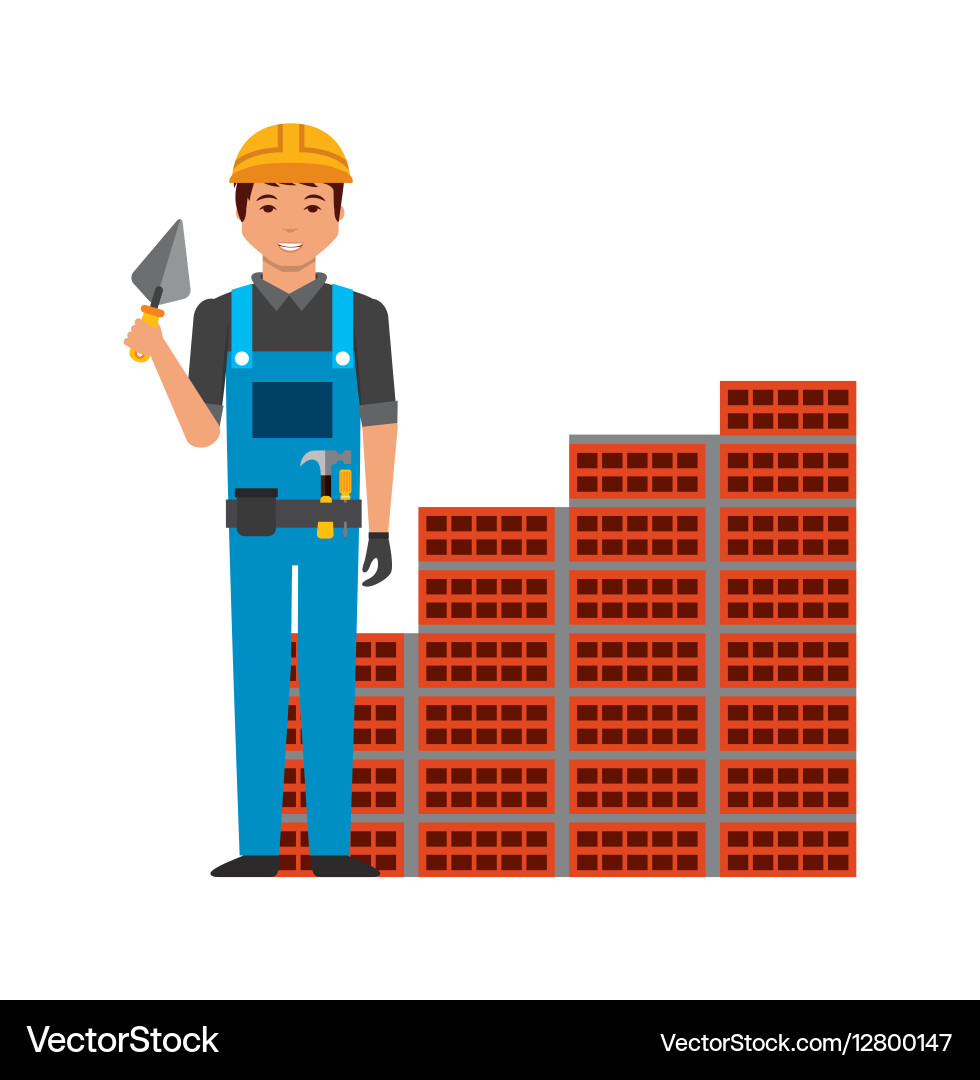 Construction worker cartoon icon Royalty Free Vector Image