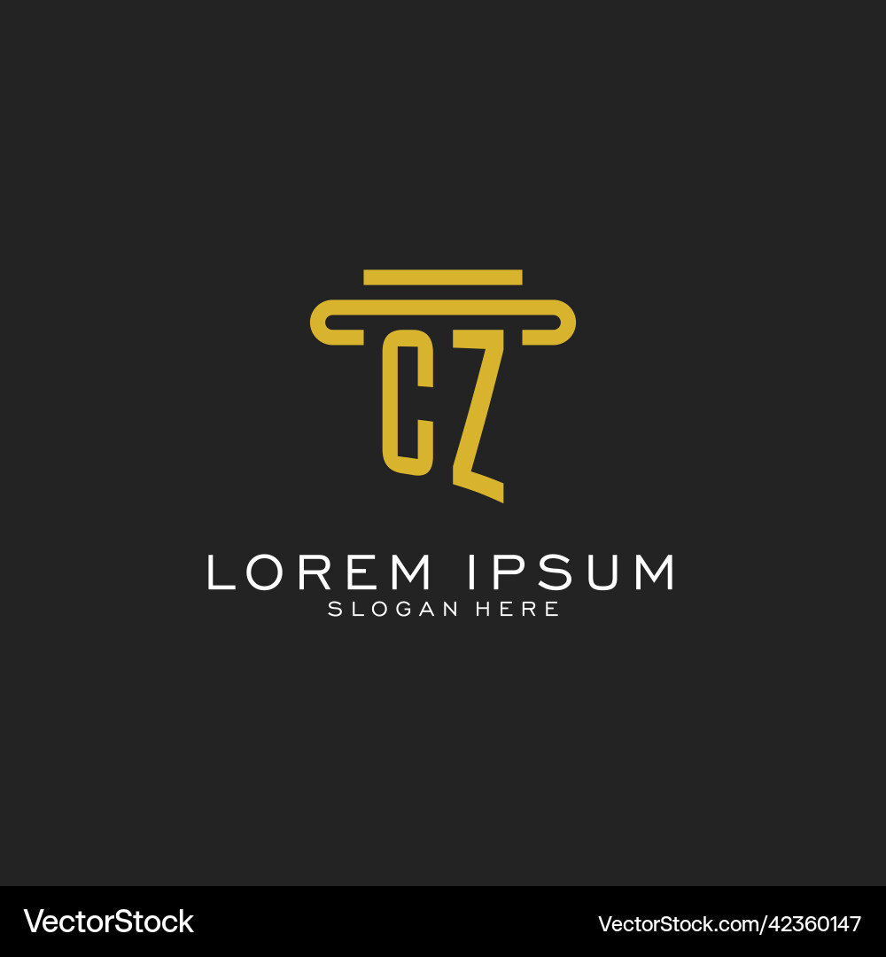 Cz initial logo with simple pillar style design Cz initial logo with simple pillar style design Vector Image