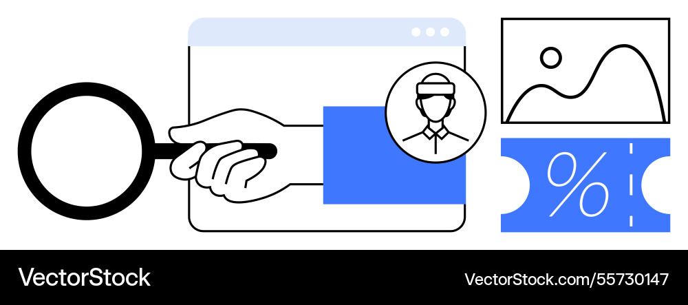Data analysis concept with search tool profile Data analysis concept with search tool profile vector image