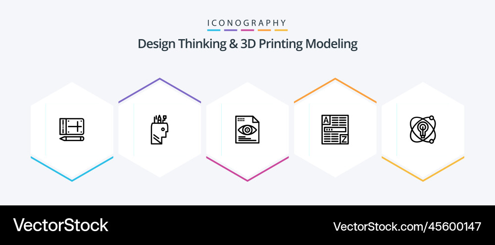 Design thinking and d printing modeling 25 line vector image