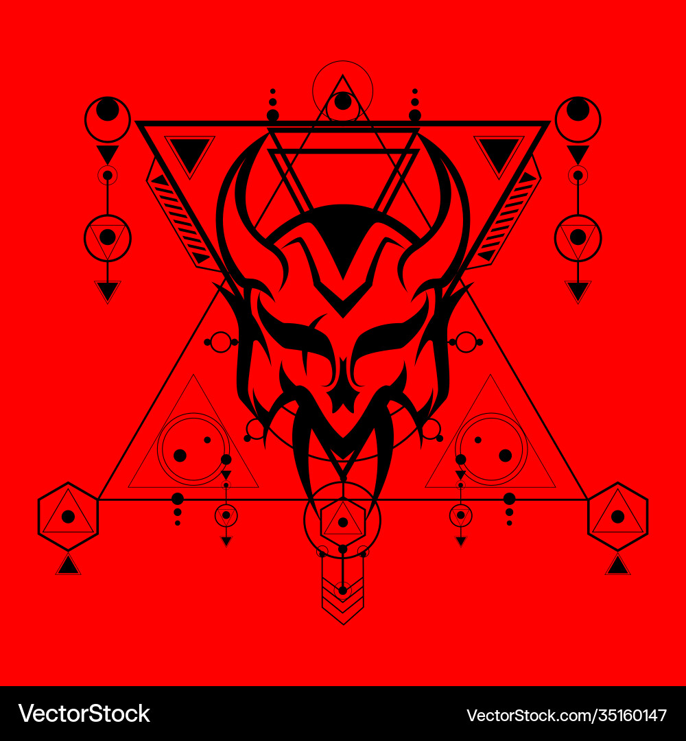 Devil sacred geometry in red background vector image
