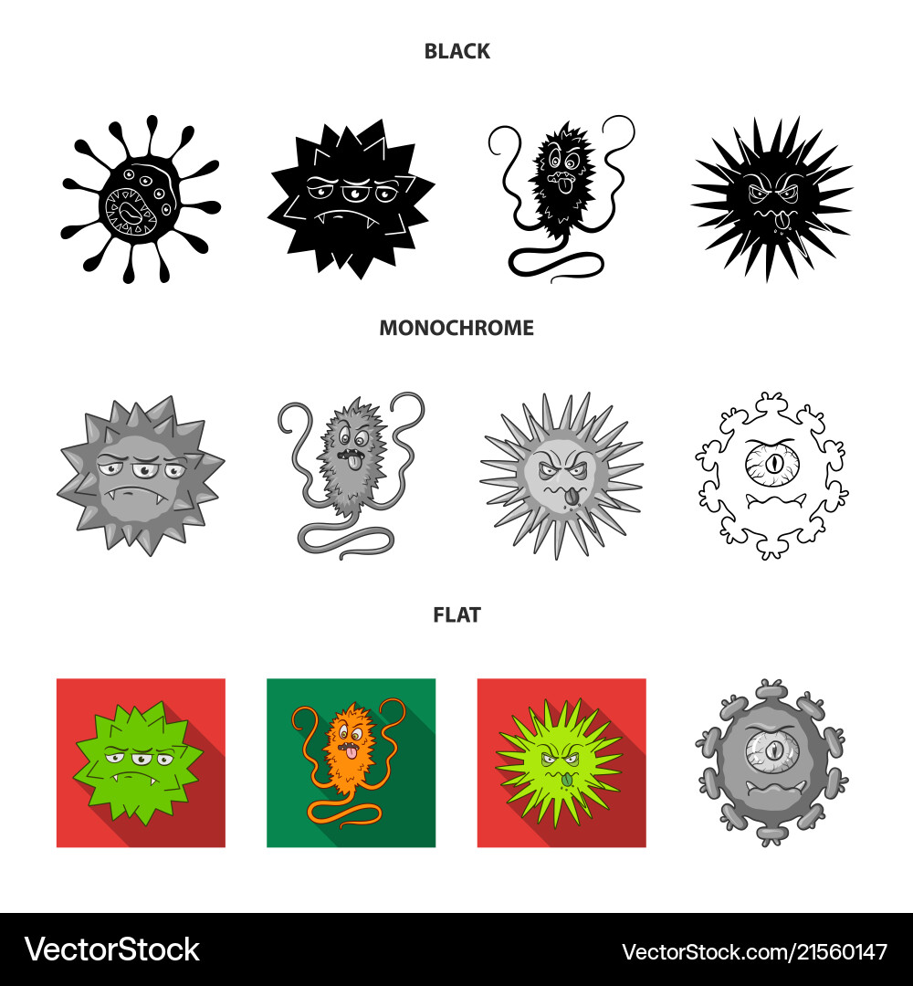 Different types of microbes and viruses Vector Image