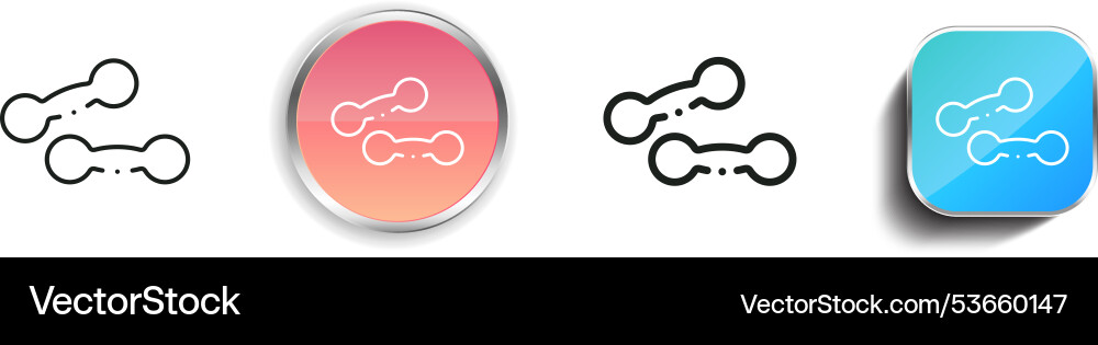 Dumbbell icon thin linear regular and button vector image