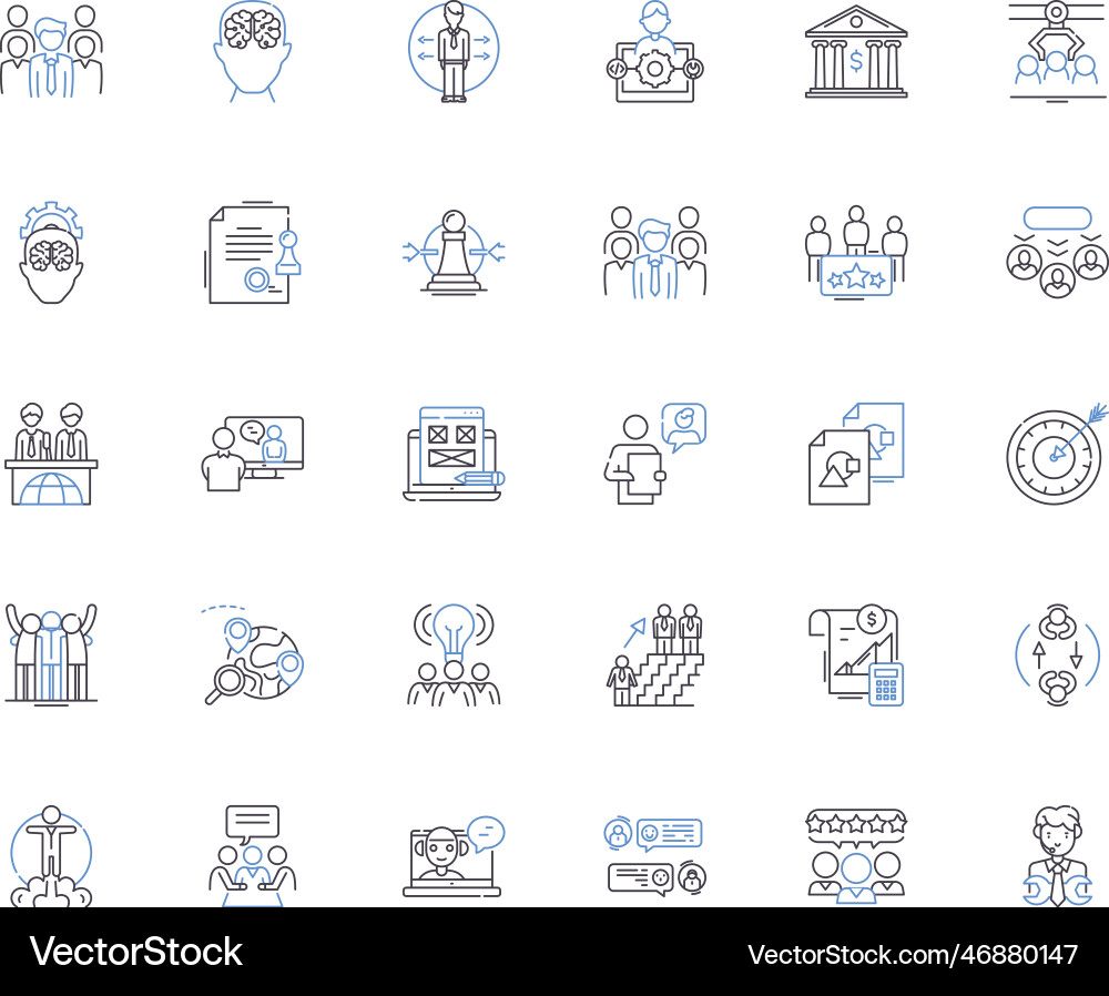 Dynamic duo line icons collection powerful Dynamic duo line icons collection powerful Vector Image