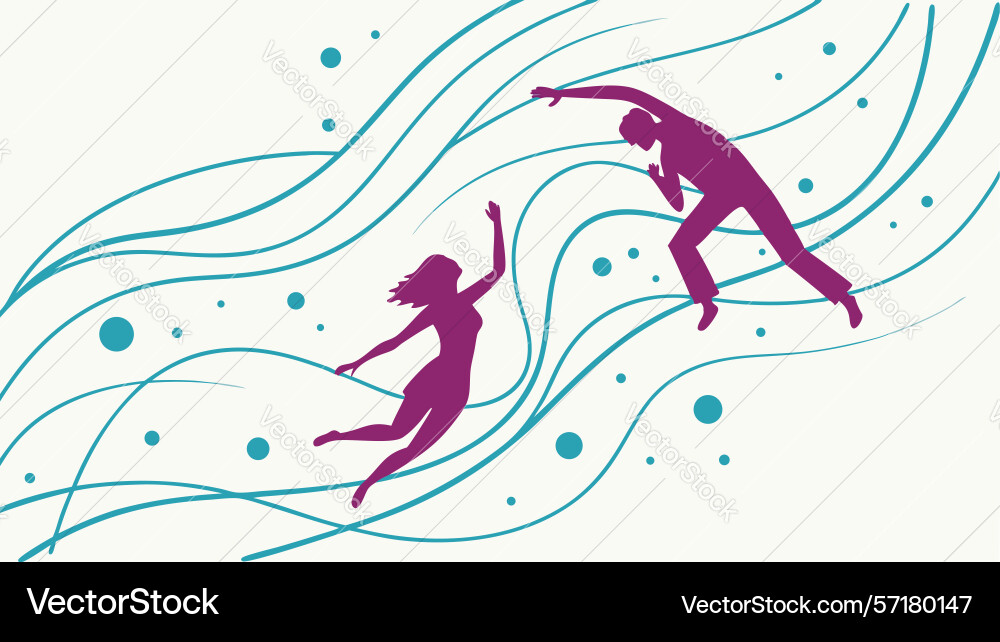 Energetic figures dancing with abstract lines Vector Image