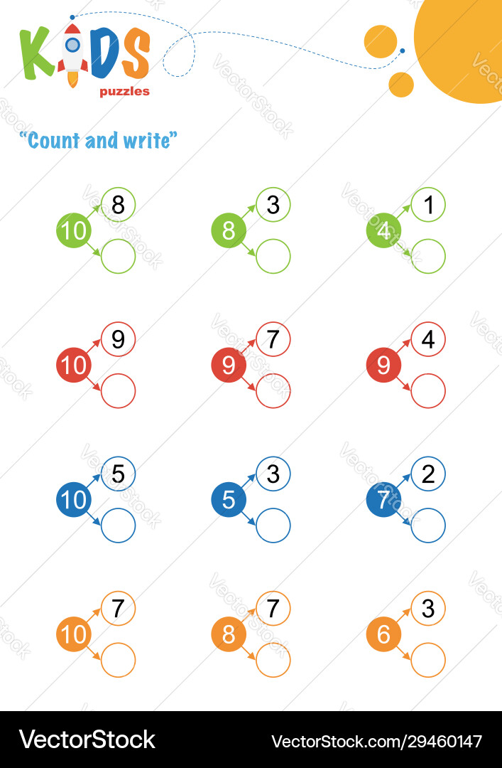Fill in missing numbers counting worksheet Fill in missing numbers counting worksheet Vector Image