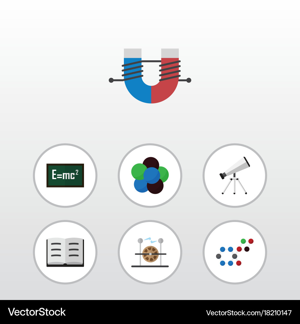 Flat icon science set of scope electrical engine vector image