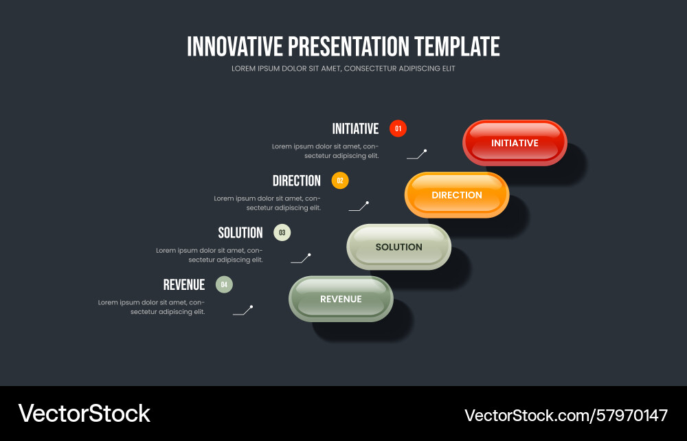 Four Element Solution Diagram Slide Vector Image