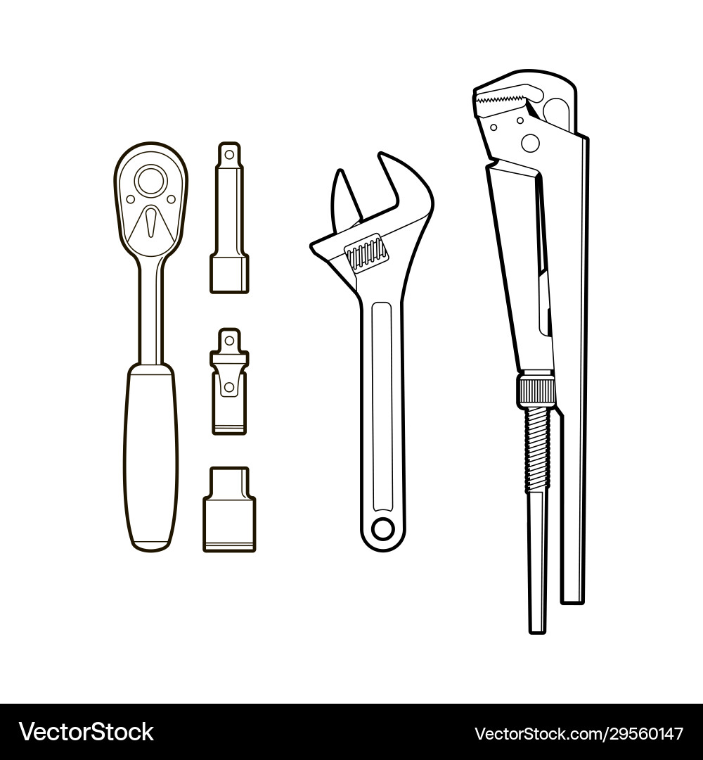 Gas keys - a set hand tools wrench tool flat vector image