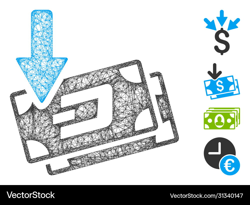 Get arrow dash banknotes web mesh Get arrow dash banknotes web mesh vector image