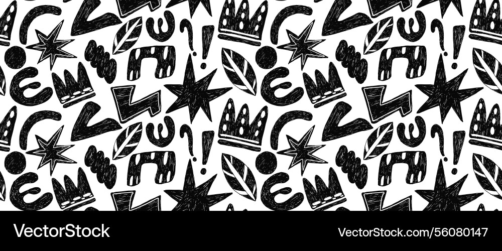 Groovy seamless pattern with bold geometric Groovy seamless pattern with bold geometric Vector Image