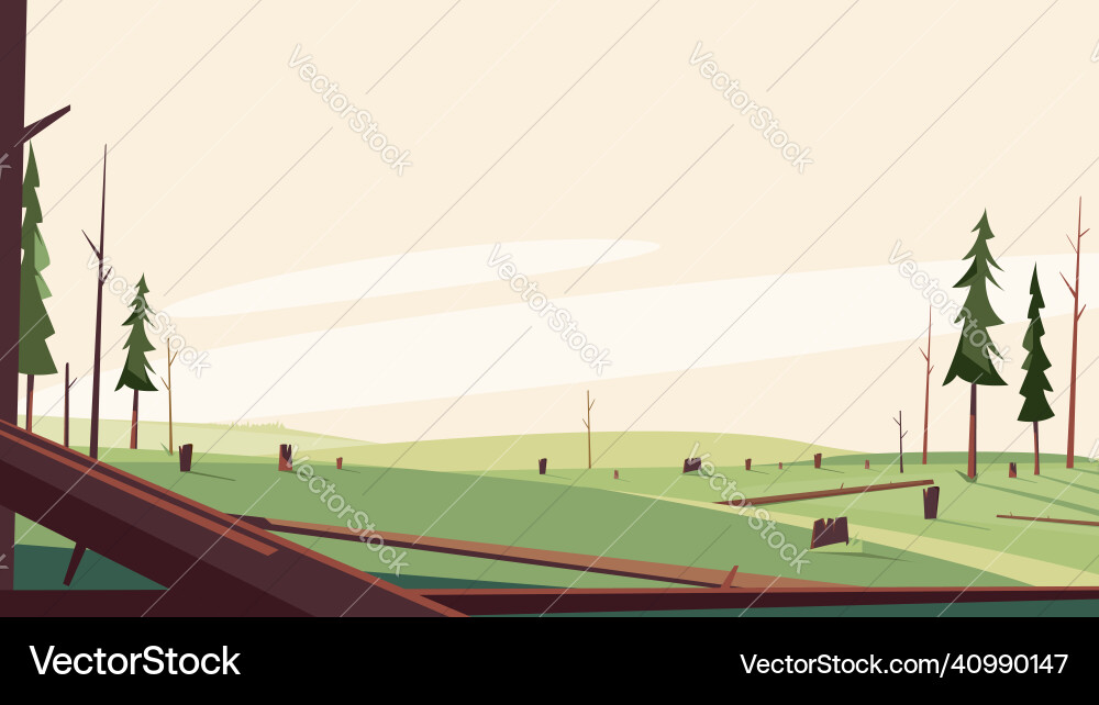 Grove with felled trees Vector Image